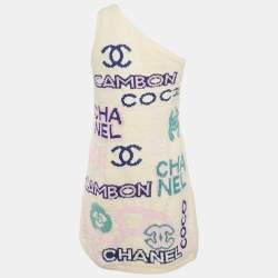 Chanel Off-White Intarsia Cotton Knit One-Shoulder Mini Dress S 