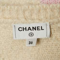 Chanel Off-White Intarsia Cotton Knit One-Shoulder Mini Dress S 