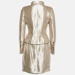Chanel Metallic Silk Blend Blazer and Skirt Set S