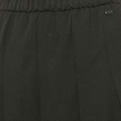 Chanel Black Wool Drill Pleated Mini Skirt S