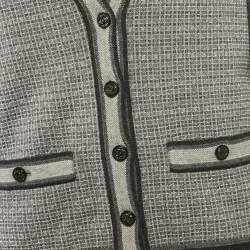 Chanel Grey Lurex Knit Button Front Cardigan S