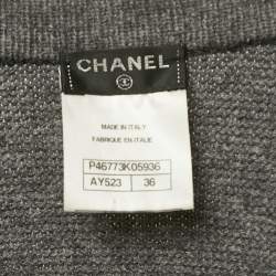 Chanel Grey Lurex Knit Button Front Cardigan S