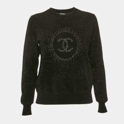 Chanel Black CC Intarsia Knit Crewneck Sweatshirt S