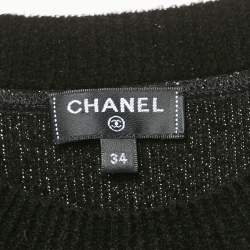 Chanel Black CC Intarsia Knit Crewneck Sweatshirt S
