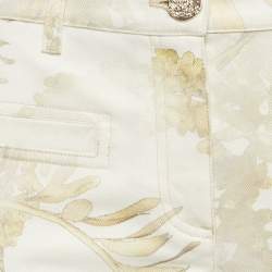 Chanel White Faded Grecian Print Denim Cropped Jeans M Waist 35"