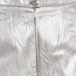 Pre Owned Chanel Silver Coated Synthetic Shorts S
