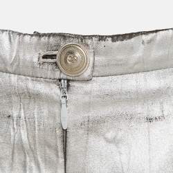 Pre Owned Chanel Silver Coated Synthetic Shorts S