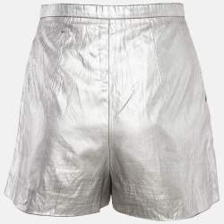 Pre Owned Chanel Silver Coated Synthetic Shorts S