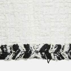 Chanel White Tweed Zip-Up Jacket M