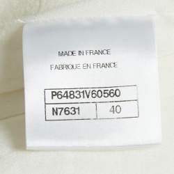 Chanel White Tweed Zip-Up Jacket M