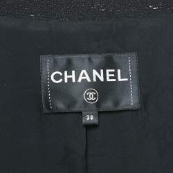 Chanel Black Wool Blend Tweed Double Breasted Blazer M