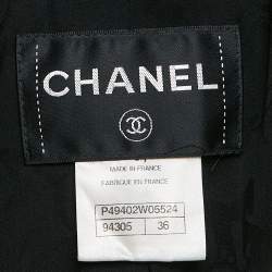 Pre Owned Chanel Black Wool Dallas Velvet Trim Runway Jacket S