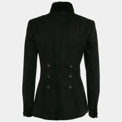 Pre Owned Chanel Black Wool Dallas Velvet Trim Runway Jacket S