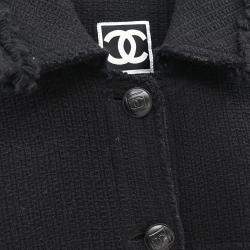 Chanel Black Wool Sport Line Single Breasted Jacket Women Size 38 