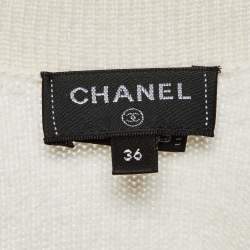 Chanel Cream Cashmere Knit Lucky Charms Detail Cardigan S