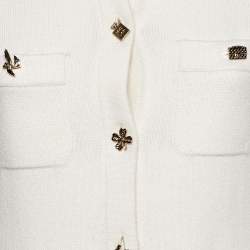 Chanel Cream Cashmere Knit Lucky Charms Detail Cardigan S