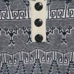 Chanel Navy Blue Patterned Cashmere Knit Top and Shorts S