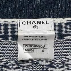 Chanel Navy Blue Patterned Cashmere Knit Top and Shorts S