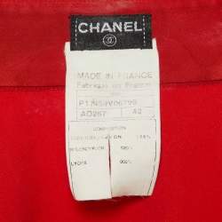 مملوكة مسبقًا Chanel Red Satin Button Front Shirt L