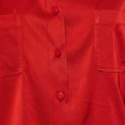 مملوكة مسبقًا Chanel Red Satin Button Front Shirt L