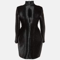 Chanel Black Metallic Nylon Zip-Up Shanghai Coat M