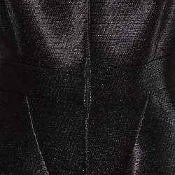 Chanel Black Metallic Nylon Zip-Up Shanghai Coat M