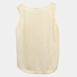 Chanel White Sleeveless Top Size 44