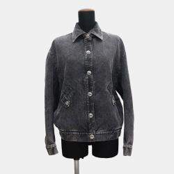Chanel Coco Button Denim Jacket Size 36 Black Cotton 70% Viscose 18% Polyester 12%