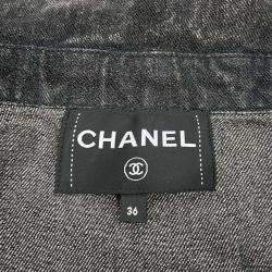 Chanel Coco Button Denim Jacket Size 36 Black Cotton 70% Viscose 18% Polyester 12%