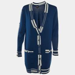 Chanel Blue Cashmere Knit Long Cardigan M