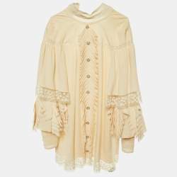 Pre Owned Chanel Cream Silk Ruffled Mini Dress M