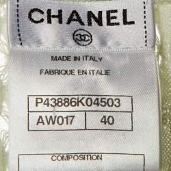 Pre Owned Chanel Mint Green Ribbed Knit Dress & Cardigan Set M/L