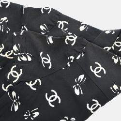 Pre Owned Chanel Black Silk and Acetate Short Sleeve Dress Women Size 38