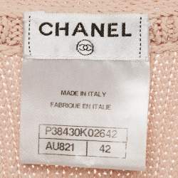 Chanel Pink Rib Knit V-Neck Mini Sweater Dress L