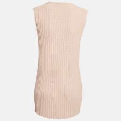 Chanel Pink Rib Knit V-Neck Mini Sweater Dress L