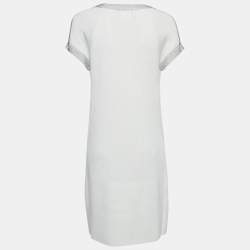 Chanel White Cotton Knit Round Neck Short Dress M