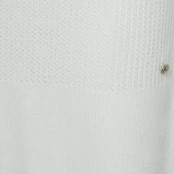 Chanel White Cotton Knit Round Neck Short Dress M