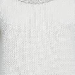 Chanel White Cotton Knit Round Neck Short Dress M