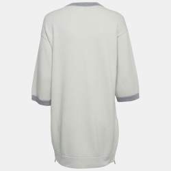 Chanel Grey Cashmere Contrast Trimmed Sweater Dress M