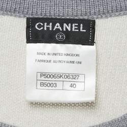 Chanel Grey Cashmere Contrast Trimmed Sweater Dress M