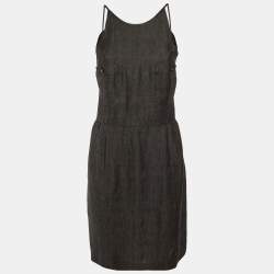 Chanel Grey Linen Formal Dress and Jacket Set M