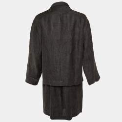 Chanel Grey Linen Formal Dress and Jacket Set M