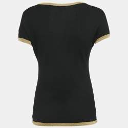 مملوكة مسبقًا Chanel Black CC  Beetle Lurex Wool Knit Crew Neck Top M