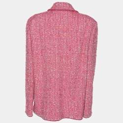 Chanel Pink Tweed Button Jacket M