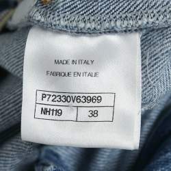 Chanel Light Blue Animal Print Denim Flared Jeans M Waist 28"