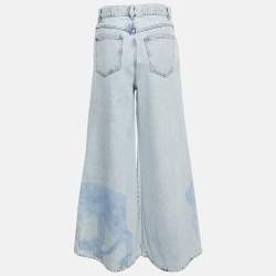 Chanel Light Blue Animal Print Denim Flared Jeans M Waist 28"