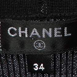 Pre Owned Chanel Black Wool & Cashmere Rib Knit Cardigan S
