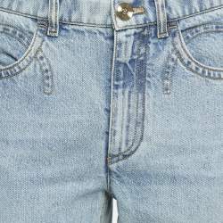 Pre Owned Chanel Blue Washed Denim Logo Tuft Detail Jeans S Waist 30"