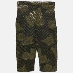 Pre Owned Chanel Black/Gold Floral Brocade Shorts S