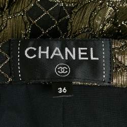 Pre Owned Chanel Black/Gold Floral Brocade Shorts S